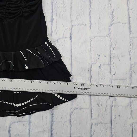 Jodi Kristopher WOMENS SIZE SMALL Black Ruffles Stretch Dress VINTAGE MADE USA - Picture 3 of 10